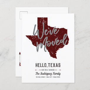 Postal De Anuncios Maroon nos hemos mudado - Texas