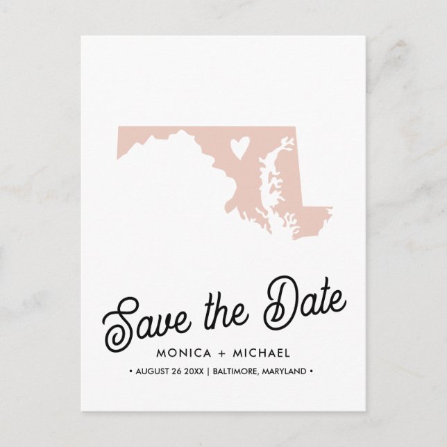 Postal De Anuncios MARYLAND Boda de Destino en el Estado  ¡CUALQUIER  (Anverso)