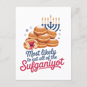 Postal De Anuncios Más Propenso a Comer Todos los Sufganiyot Hanukkah