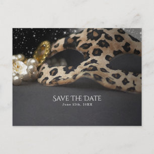 Postal De Anuncios Máscara de mascarada leopardo y perla salva la fec