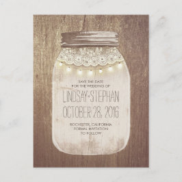 Postal De Anuncios Mason Jar Rustic Lace & Lights Salvan La Fecha