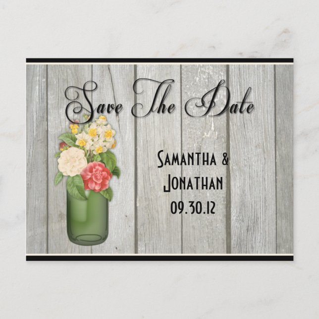Postal De Anuncios Mason Jar Wildflowers Paneles De Madera Para Guard (Anverso)
