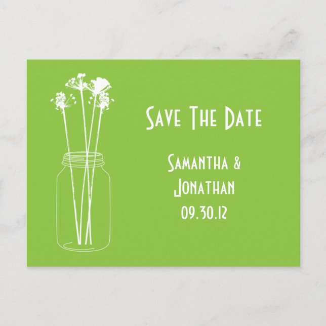 Postal De Anuncios Mason Jar Wildflowers verde verde primavera (Anverso)