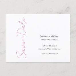 Postal De Anuncios Matrimonio boda caligrafía Minimalista blanco rosa