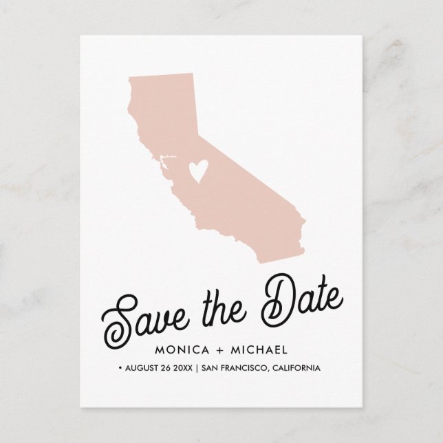 Postal De Anuncios Matrimonio de destino del estado de CALIFORNIA - ¡ (Anverso)