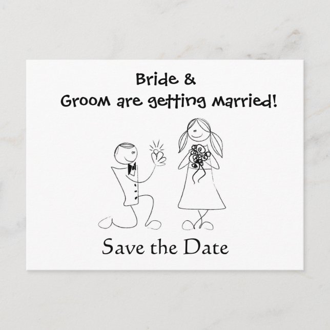 Postal De Anuncios Matrimonio de pareja personalizado Guardar la fech (Anverso)