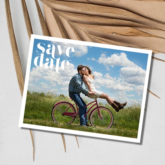 Postal De Anuncios Matrimonio fotográfico simple Guardar la fecha (Simple Photo Wedding Save the Date Postcard)