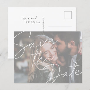 Postal De Anuncios Matrimonio simple fotográfico ahorra la fecha post