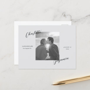 Postal De Anuncios Matrimonio simple fotográfico ahorra la fecha post