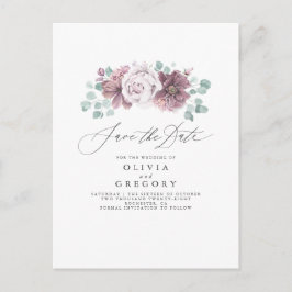 Postal De Anuncios Mauve Floral Save the Date