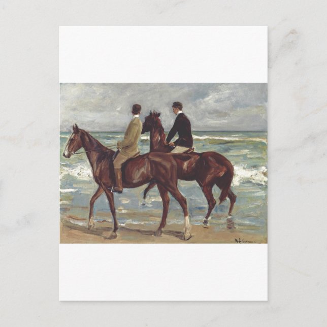 Postal De Anuncios Max Liebermann: Dos jinetes en la playa Arte (Anverso)