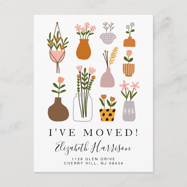 Postal De Anuncios Me he mudado Boho Plants Moving (Anverso)