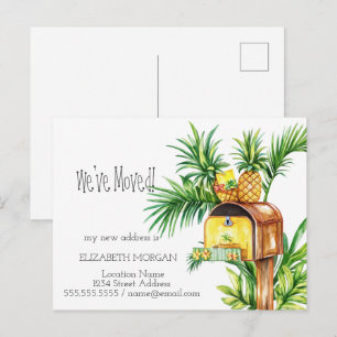 Postal De Anuncios Me he mudado, buzón piña nueva dirección