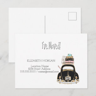 Postal De Anuncios Me he mudado,Coche,Maletas Nueva Dirección