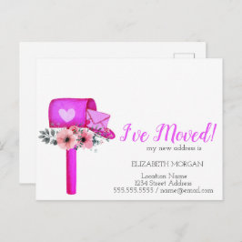 Postal De Anuncios Me he mudado, Flores de Corazón de Buzón de Waterc