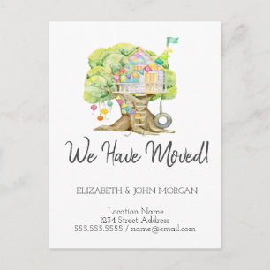 Postal De Anuncios Me he mudado, nueva dirección, nuevo hogar, árbol