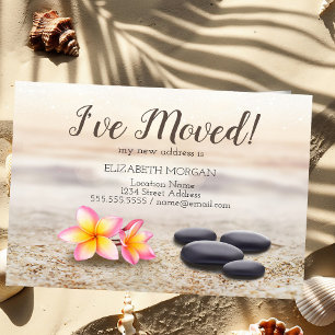 Postal De Anuncios Me he mudado,Piedras Zen,Flores,Nueva dirección 