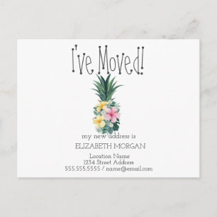 Postal De Anuncios Me He Mudado,Piña Flores Tropicales Nueva Direcció