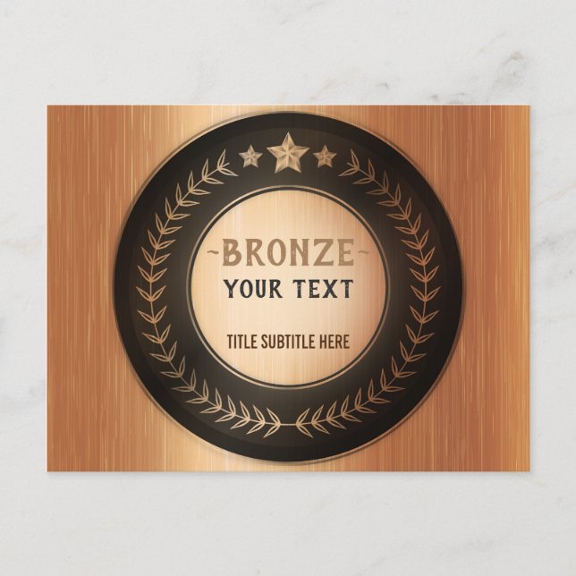 Postal De Anuncios MEDALLA DIY IMPRESIÓN PERSONALIZADA Bronce AÑADA S (Anverso)