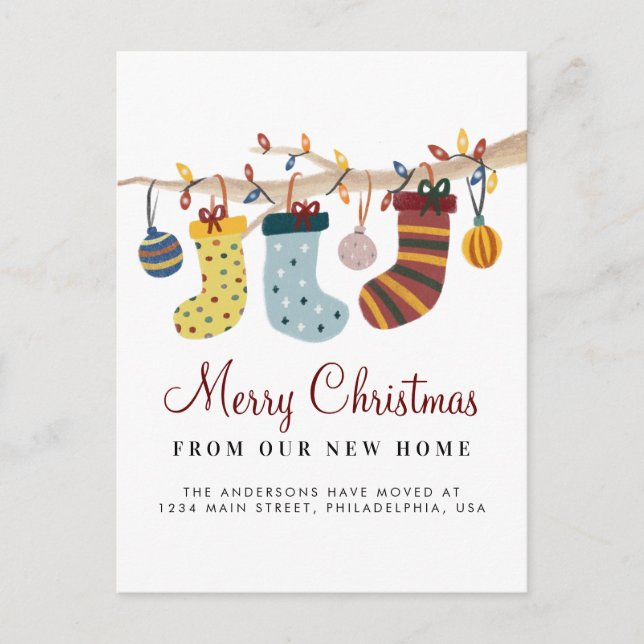 Postal De Anuncios Medias Feliz Navidad Hogar Nuevo Fiesta de Navidad (Anverso)