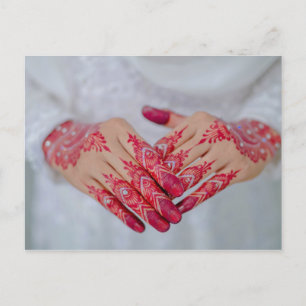 Postal De Anuncios Mehndi Henna Celebración Roja Blanca