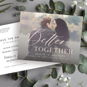 Postal De Anuncios Mejor juntos guión foto de boda guardar la fecha
