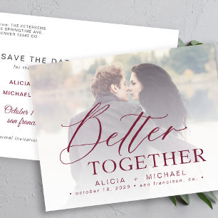 Postal De Anuncios Mejor juntos guión foto de boda guardar la fecha