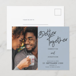 Postal De Anuncios Mejor Juntos Guión Fotográfico Azul Guardar la fec