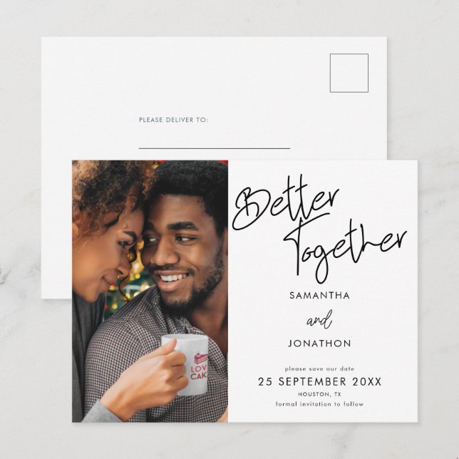 Postal De Anuncios Mejor Juntos Guión Fotográfico Guardar la fecha (Anverso / Reverso)