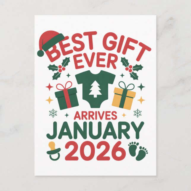 Postal De Anuncios Mejor regalo de Navidad llega en enero de 2026 par (Anverso)