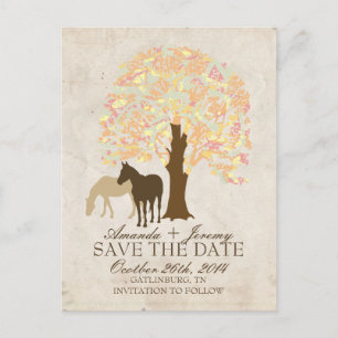 Postal De Anuncios Melocotón Amarillo y Menta Caballos de Otoño Salva