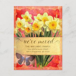 Postal De Anuncios Melodías amarillos Mariposa floral en movimiento