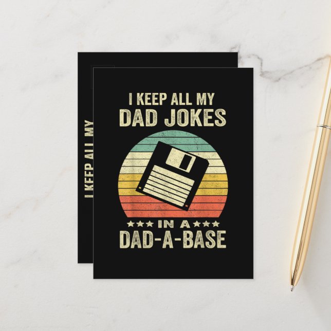 Postal De Anuncios Mens Funny dad Jokes in dad-a-Base (Anverso/Reverso In Situ)