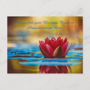 Postal De Anuncios Mensaje personalizado de Lotus Flower in Water, pr