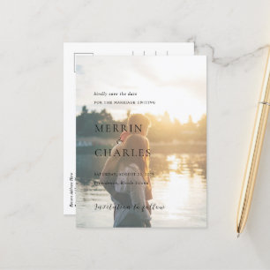 Postal De Anuncios Merrin Photo Elegant Wedding Salva la fecha