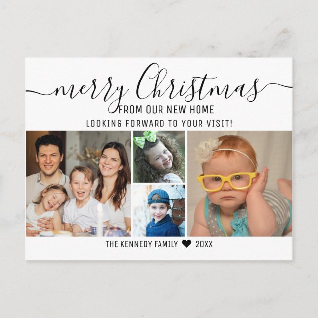 Postal De Anuncios Merry Christmas 4 Photo Collage Holiday Moving (Anverso)