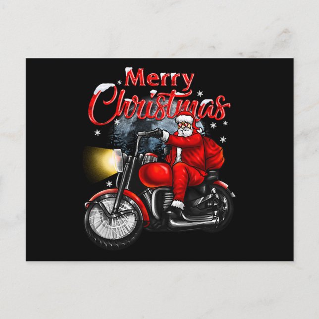 Postal De Anuncios Merry Christmas Biker Santa (Anverso)