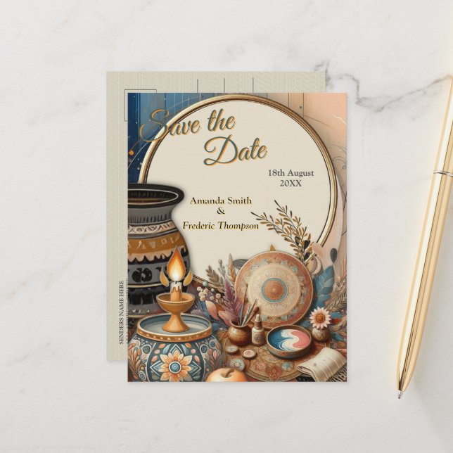 Postal De Anuncios Mezcla bohemia verde azulada, magenta, morada sobr (Anverso/Reverso In Situ)