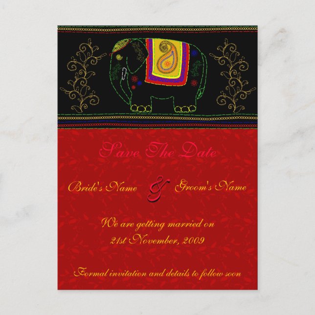 Postal De Anuncios Mi elefante indio - rojo indio (Anverso)