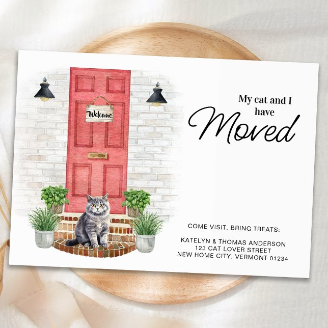 Postal De Anuncios Mi gato y yo hemos movido la puerta roja delantera (Subido por el creador)