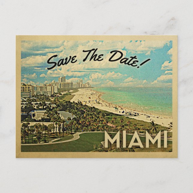 Postal De Anuncios Miami Save The Date Costa de la Ciudad de Florida (Anverso)