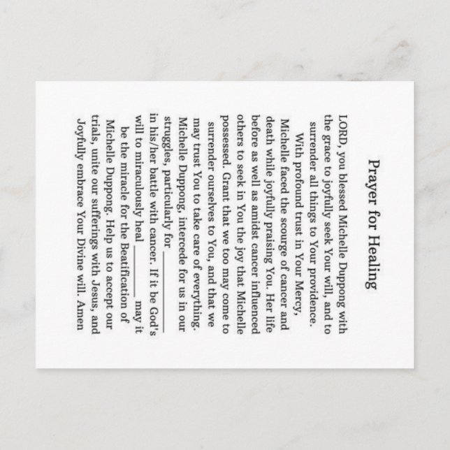 Postal De Anuncios Michelle Duppong (Reverso)