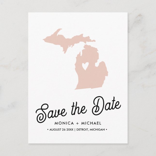 Postal De Anuncios MICHIGAN State Destination Wedding ANY COLOR (Anverso)