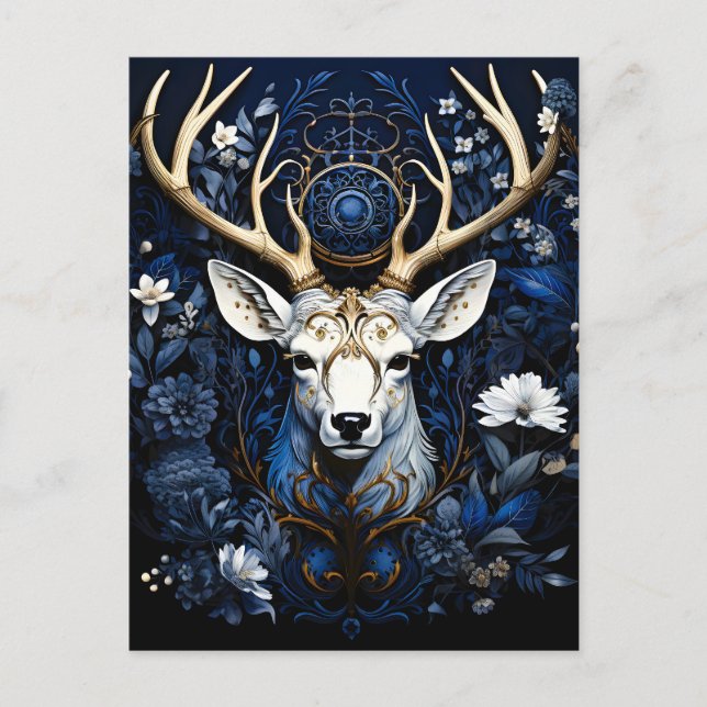 Postal De Anuncios Midnight Celestial Floral Gothic Deer  (Anverso)