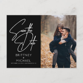 Postal De Anuncios Mínima foto manuscrita Guardar la fecha en negro