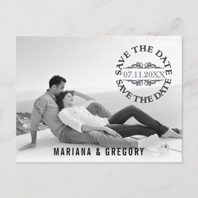 Postal De Anuncios Minimal Save the Date foto boda moderna (Anverso)