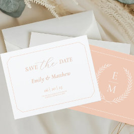 Postal De Anuncios Minimalist Laurel Monogram Wedding Save The Date