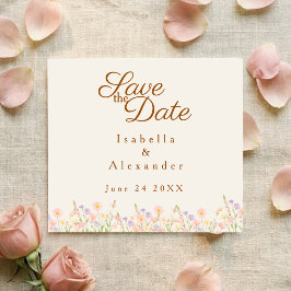 Postal De Anuncios Minimalist Wildflower Pastel Spring Save the Date 