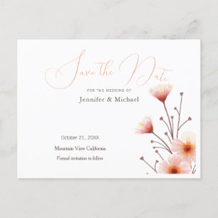Postal De Anuncios Minimalista floral profesional para guardar la fec