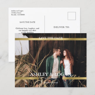 Postal De Anuncios Minimalista Foto de Boda de Oro para Guardar la Fe